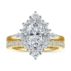 Outlet Gabriel & Co. Felicity - 14K White-Yellow Gold Elongated Cushion Halo Diamond Engagement Ring