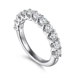Sale Gabriel & Co. Feline - 14K White Gold Scallop Setting Diamond Anniversary Band - 1.1 ct