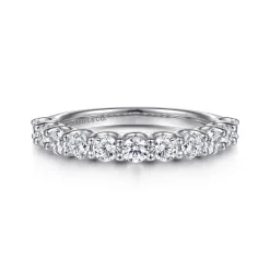 Sale Gabriel & Co. Feline - 14K White Gold Scallop Setting Diamond Anniversary Band - 1.1 ct