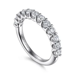 Outlet Gabriel & Co. Feline - 14K White Gold Scallop Setting Diamond Anniversary Band - 0.8 ct