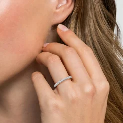 Online Gabriel & Co. Feline - 14K White Gold Scallop Setting Diamond Anniversary Band - 0.5 ct