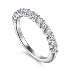 Online Gabriel & Co. Feline - 14K White Gold Scallop Setting Diamond Anniversary Band - 0.5 ct