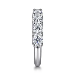 Best Gabriel & Co. Feline - 14K White Gold Scallop Setting 9 Stone Diamond Anniversary Band - 2 ct