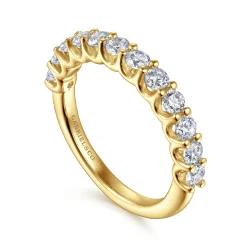 Online Gabriel & Co. Feline - 14K Yellow Gold Scallop Setting Diamond Anniversary Band - 0.77 ct