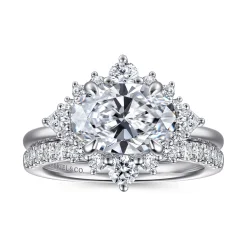 Gabriel & Co. Fella - 14K White Gold Oval Halo Diamond Engagement Ring