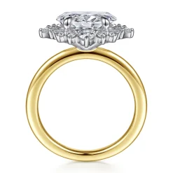 New Gabriel & Co. Fella - 14K White-Yellow Gold Oval Halo Diamond Engagement Ring