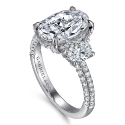 Online Gabriel & Co. Ferah - 14K White Gold Three Stone Oval Cut Diamond Engagement Ring