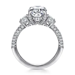 Online Gabriel & Co. Ferah - 14K White Gold Three Stone Oval Cut Diamond Engagement Ring