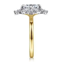 Sale Gabriel & Co. Fernanda - 14K White-Yellow Gold Compass Prong Round Halo Diamond Engagement Ring