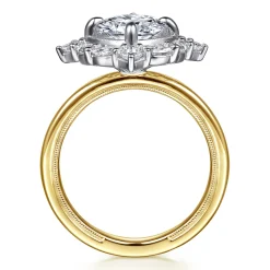 Sale Gabriel & Co. Fernanda - 14K White-Yellow Gold Compass Prong Round Halo Diamond Engagement Ring
