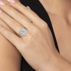 Sale Gabriel & Co. Fernanda - 14K White-Yellow Gold Compass Prong Round Halo Diamond Engagement Ring