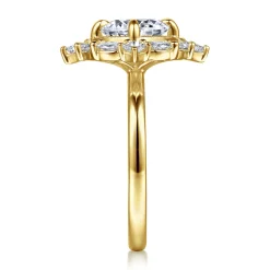 Discount Gabriel & Co. Fernanda - 14K Yellow Gold Compass Prong Round Halo Diamond Engagement Ring
