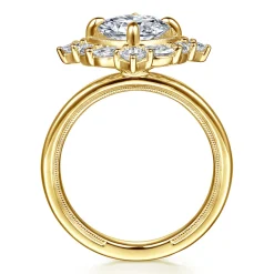 Discount Gabriel & Co. Fernanda - 14K Yellow Gold Compass Prong Round Halo Diamond Engagement Ring