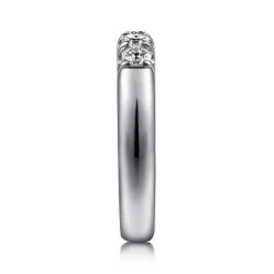 New Gabriel & Co. Ferrara - 14K White Gold 5 Stone French Pave Diamond Wedding Band - 0.5 ct