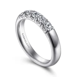 New Gabriel & Co. Ferrara - 14K White Gold 5 Stone French Pave Diamond Wedding Band - 0.5 ct
