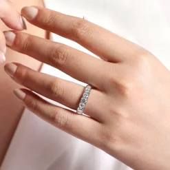 Online Gabriel & Co. Ferrara - 14K White Gold 5 Stone French Pave Diamond Anniversary Band - 1 ct