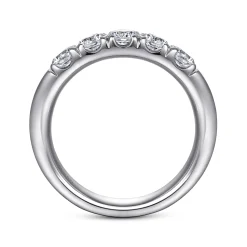 Online Gabriel & Co. Ferrara - 14K White Gold 5 Stone French Pave Diamond Anniversary Band - 1 ct