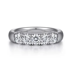 Online Gabriel & Co. Ferrara - 14K White Gold 5 Stone French Pave Diamond Anniversary Band - 1 ct