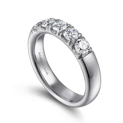 Online Gabriel & Co. Ferrara - 14K White Gold 5 Stone French Pave Diamond Anniversary Band - 1 ct