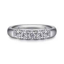 Best Gabriel & Co. Ferrara - Platinum 5 Stone French Pave Diamond Wedding Band - 0.5 ct
