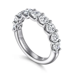 Outlet Gabriel & Co. Ferre - 14K White Gold Scallop Setting 9 Stone Diamond Anniversary Band - 1.75 ct
