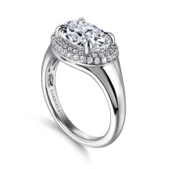 Sale Gabriel & Co. Fillipa - 14K White Gold Oval Double Halo Diamond Engagement Ring