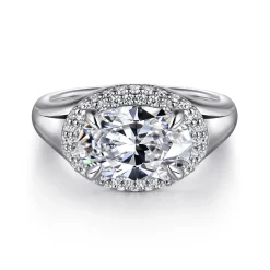 Sale Gabriel & Co. Fillipa - 14K White Gold Oval Double Halo Diamond Engagement Ring