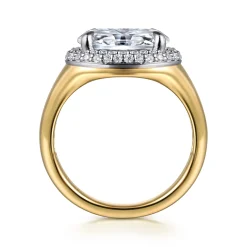 Clearance Gabriel & Co. Fillipa - 14K White-Yellow Gold Oval Double Halo Diamond Engagement Ring