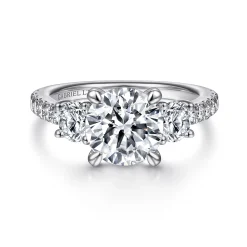 Gabriel & Co. Finian - 18K White Gold Round 3 Stone Diamond Engagement Ring