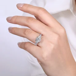 Gabriel & Co. Finian - 18K White Gold Round 3 Stone Diamond Engagement Ring