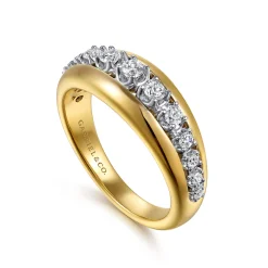 Hot Gabriel & Co. Fiora - 14K White Yellow Gold Diamond Graduating Wide Band Ring