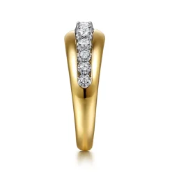Hot Gabriel & Co. Fiora - 14K White Yellow Gold Diamond Graduating Wide Band Ring