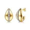 Gabriel & Co. Fiora - 14K White Yellow Gold Diamond J Hoop Earrings