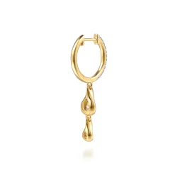 New Gabriel & Co. Fiora - 14K White Yellow Gold Diamond Huggie Drop Earrings