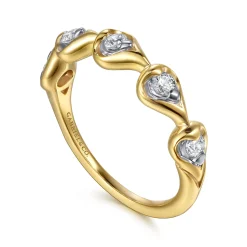 Gabriel & Co. Fiora - 14K White Yellow Gold Diamond Stackable Ring