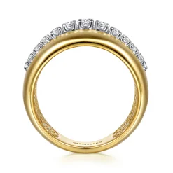Discount Gabriel & Co. Fiora - 14K White Yellow Gold Diamond Wide Band Ring