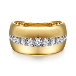 Discount Gabriel & Co. Fiora - 14K White Yellow Gold Diamond Wide Band Ring