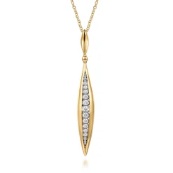Best Gabriel & Co. Fiora - 14K White Yellow Gold Diamond Bullet Drop Necklace