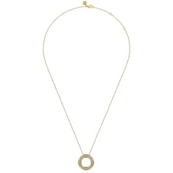 Clearance Gabriel & Co. Fiora - 14K White Yellow Gold Diamond Circle Pendant Necklace