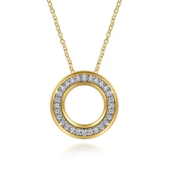 Clearance Gabriel & Co. Fiora - 14K White Yellow Gold Diamond Circle Pendant Necklace