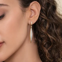 Sale Gabriel & Co. Fiora - 14K White Yellow Gold Diamond Bullet Stud Drop Earrings