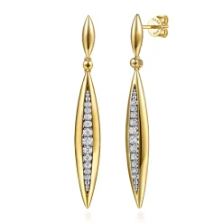 Sale Gabriel & Co. Fiora - 14K White Yellow Gold Diamond Bullet Stud Drop Earrings