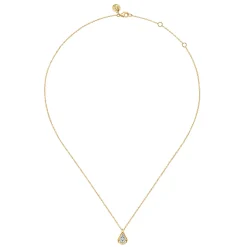 Hot Gabriel & Co. Fiora - Pendant Necklace Teardrop 14K White and Yellow Gold Diamond 0.18ct