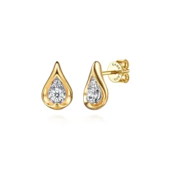 Gabriel & Co. Fiora - Stud Earrings Teardrop 14K White and Yellow Gold Diamond 0.23ct