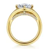 Gabriel & Co. Fiori - 14K Yellow Gold Split Shank Compass Prong Cushion Cut Diamond Engagement Ring