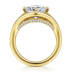 Gabriel & Co. Fiori - 14K Yellow Gold Split Shank Compass Prong Cushion Cut Diamond Engagement Ring