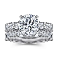 Sale Gabriel & Co. Fleure - 14K White Gold Round Diamond Engagement Ring