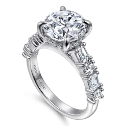 Sale Gabriel & Co. Fleure - 14K White Gold Round Diamond Engagement Ring