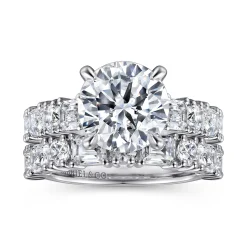 Hot Gabriel & Co. Fleure - 14K White Gold Round Diamond Engagement Ring