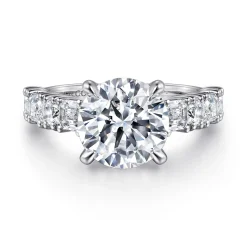 Hot Gabriel & Co. Fleure - 14K White Gold Round Diamond Engagement Ring